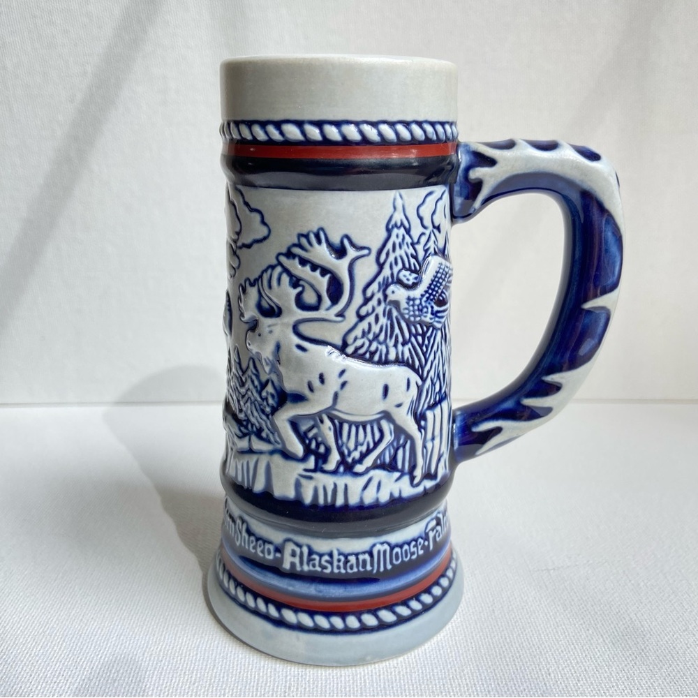 Avon 1983 Endangered Species mini beer stein Bighorn Sheep Alaskan Moose 5 inch